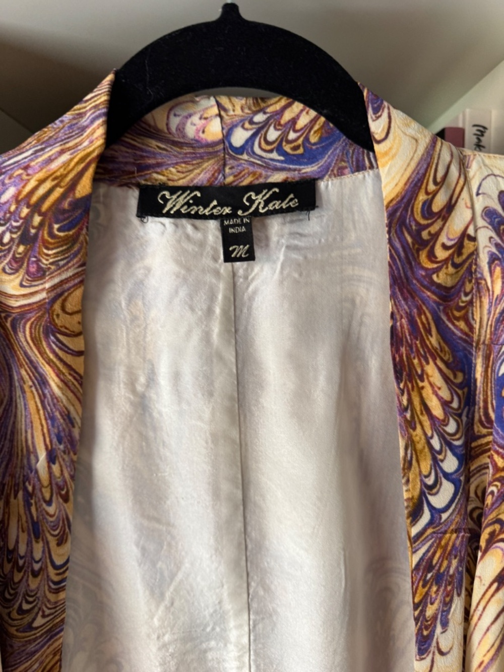Winter Kate by Nicole Richie Silk Kimono Boho Paisley Jacket Cardigan Robe M - Picture 5 of 13